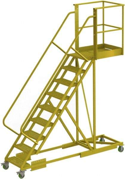 TRI-ARC - 132" 9 Step Configurable Cantilever Ladder - Supported, 300 Lb Capacity, 90" Platform Height, 30" Base Width x 107" Base Depth, Serrated - Eagle Tool & Supply