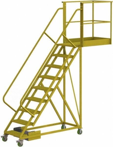TRI-ARC - 132" 9 Step Configurable Cantilever Ladder - Unsupported, 300 Lb Capacity, 90" Platform Height, 30" Base Width x 117" Base Depth, Serrated - Eagle Tool & Supply