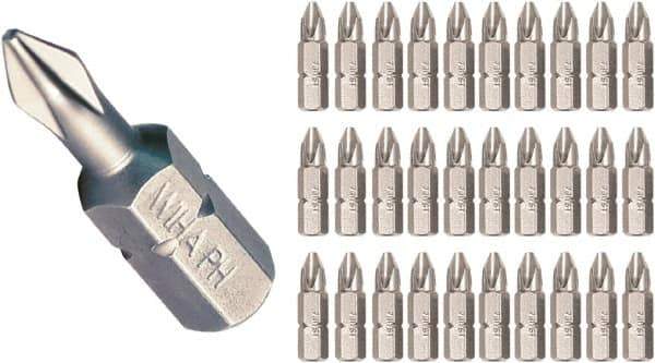 Wiha - #1, Insert Phillips Screwdriver Bit - 1/4" Drive, - Eagle Tool & Supply