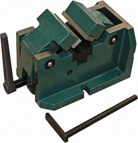 Interstate - 4" Jaw Width, 2-3/8" Max Jaw Opening, Manual Self Centering Vise - 11-27/64" OAL x 7-11/16" OAH - Eagle Tool & Supply