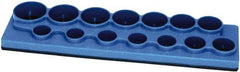 Made in USA - 12 Piece Capacity Magnetic Shallow Socket Holder - 1/2" Drive, Blue - Eagle Tool & Supply