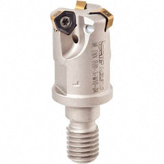 Iscar - 30° Lead Angle, 32mm Max Cut Diam, 22.5mm Min Cut Diam, 2mm Max Depth of Cut, Indexable Chamfer and Angle End Mill - 4 Inserts, H600 WXCU 05 Insert Style, 145mm Overall Length, Through Coolant, Straight Shank - Eagle Tool & Supply