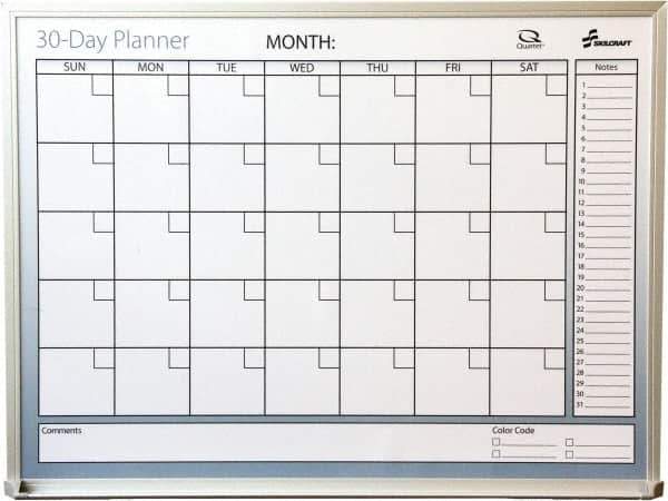 Ability One - 2" High x 20" Wide Dry Erase - Mylar Laminated, 27" Deep, Includes Accessory Tray, Mounting Kit, Instructions & Four Dry Erase Markers (Black, Blue, Green, Red) - Eagle Tool & Supply
