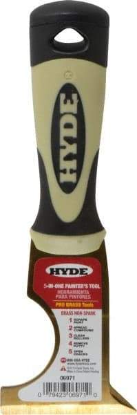 Hyde Tools - 2-1/2" Wide Brass Multi-Purpose Knife - Stiff, Cushioned Grip Polypropylene Handle, 8" OAL - Eagle Tool & Supply