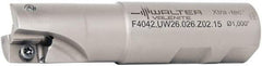Walter - 1" Cut Diam, 15mm Max Depth of Cut, 1" Shank Diam, 3.871" OAL, Indexable Square Shoulder End Mill - AD.T 1606.. Inserts, Weldon Shank, 90° Lead Angle - Eagle Tool & Supply