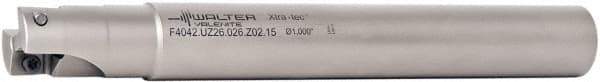Walter - 1" Cut Diam, 15mm Max Depth of Cut, 1" Shank Diam, 9.87" OAL, Indexable Square Shoulder End Mill - AD.T 1606.. Inserts, Cylindrical Shank, 90° Lead Angle - Eagle Tool & Supply