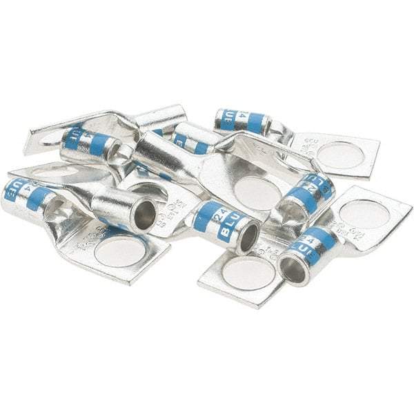 Value Collection - 6 AWG Noninsulated Crimp Connection Square Ring Terminal - 3/8" Stud, 1.39" OAL x 0.6" Wide, Tin Plated Copper Contact - Eagle Tool & Supply