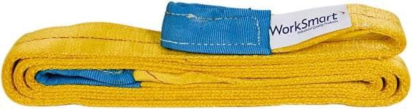 Value Collection - 10' Long x 4" Wide, 6,400 Lb Vertical Capacity, 1 Ply, Polyester Web Sling - 5,000 Lb Choker Capacity, with Eye & Eye (Flat) - Eagle Tool & Supply
