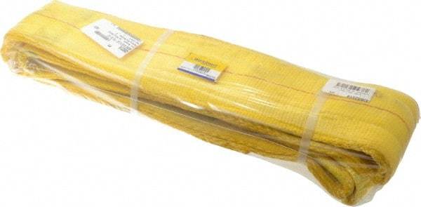 Value Collection - 8' Long x 4" Wide, 11,500 Lb Vertical Capacity, 2 Ply, Polyester Web Sling - 9,200 Lb Choker Capacity, with Eye & Eye (Flat) - Eagle Tool & Supply
