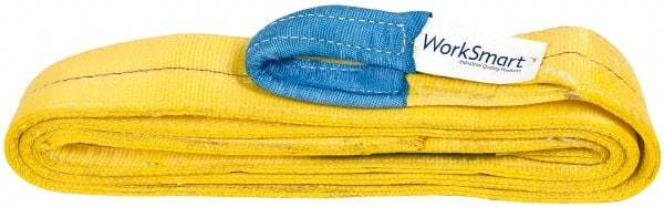 Value Collection - 12' Long x 4" Wide, 11,500 Lb Vertical Capacity, 2 Ply, Polyester Web Sling - 9,200 Lb Choker Capacity, with Eye & Eye (Flat) - Eagle Tool & Supply