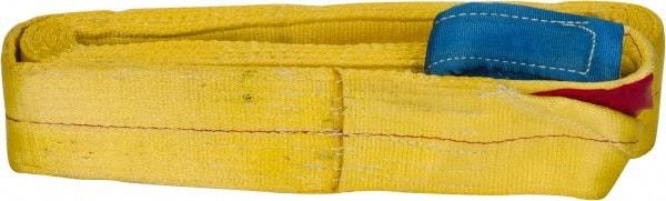 Value Collection - 20' Long x 4" Wide, 11,500 Lb Vertical Capacity, 2 Ply, Polyester Web Sling - 9,200 Lb Choker Capacity, with Eye & Eye (Flat) - Eagle Tool & Supply