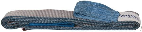 Value Collection - 8' Long x 2" Wide, 3,200 Lb Vertical Capacity, 1 Ply, Polyester Web Sling - 2,500 Lb Choker Capacity, Silver (Color), with Eye & Eye (Flat) - Eagle Tool & Supply