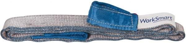 Value Collection - 10' Long x 2" Wide, 3,200 Lb Vertical Capacity, 1 Ply, Polyester Web Sling - 2,500 Lb Choker Capacity, Silver (Color), with Eye & Eye (Flat) - Eagle Tool & Supply