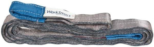 Value Collection - 20' Long x 2" Wide, 3,200 Lb Vertical Capacity, 1 Ply, Polyester Web Sling - 2,500 Lb Choker Capacity, Silver (Color), with Eye & Eye (Flat) - Eagle Tool & Supply