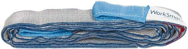 Value Collection - 10' Long x 2" Wide, 6,400 Lb Vertical Capacity, 2 Ply, Polyester Web Sling - 5,000 Lb Choker Capacity, Silver (Color), with Eye & Eye (Twisted) - Eagle Tool & Supply