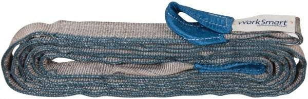 Value Collection - 20' Long x 2" Wide, 6,400 Lb Vertical Capacity, 2 Ply, Polyester Web Sling - 5,000 Lb Choker Capacity, Silver (Color), with Eye & Eye (Twisted) - Eagle Tool & Supply
