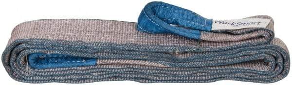 Value Collection - 12' Long x 3" Wide, 8,600 Lb Vertical Capacity, 2 Ply, Polyester Web Sling - 6,900 Lb Choker Capacity, Silver (Color), with Eye & Eye (Twisted) - Eagle Tool & Supply