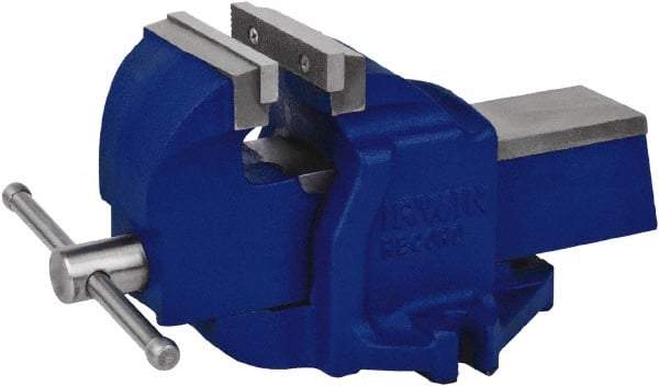 Irwin - 4-1/2" Jaw Width, 5-1/2" Opening Capacity, 3" Throat Depth, Steel Stationary Bench Vise - Bolt Down Base Attachment - Eagle Tool & Supply