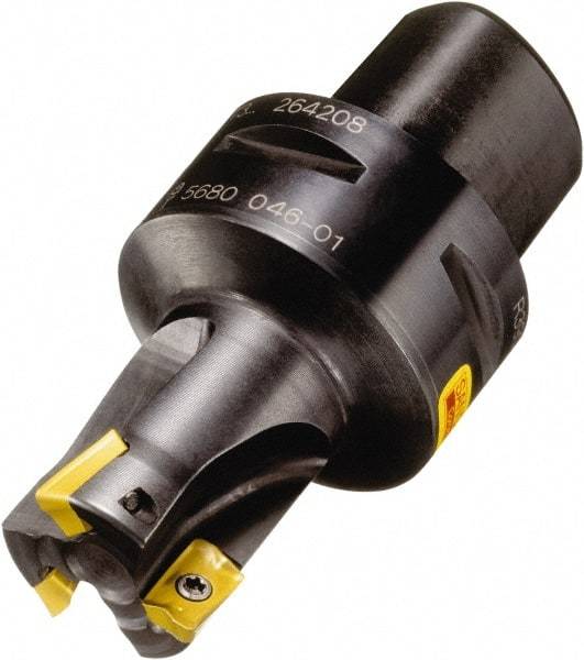 Sandvik Coromant - 6 Inserts, 66mm Cut Diam, 63mm Arbor Diam, 10mm Max Depth of Cut, Indexable Square-Shoulder Face Mill - 90° Lead Angle, 80mm High, R390-11.. Insert Compatibility, Through Coolant, Series CoroMill 390 - Eagle Tool & Supply