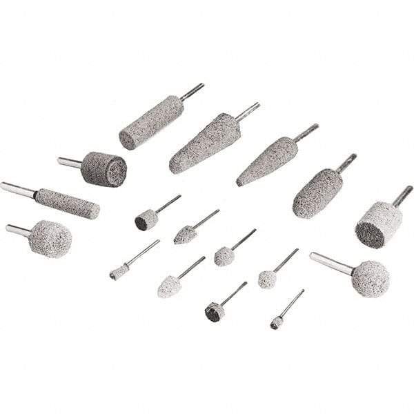 3M - 1/2" Head Diam x 1/2" Thickness, W185, Cylinder End, Aluminum Oxide Mounted Point - Gray, Medium Grade, 34,500 RPM - Eagle Tool & Supply