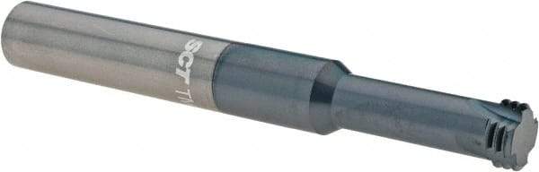 Scientific Cutting Tools - M14x1.50 Metric Fine, 0.45" Cutting Diam, 4 Flute, Solid Carbide Helical Flute Thread Mill - Internal Thread, 1.2" LOC, 4" OAL, 1/2" Shank Diam - Eagle Tool & Supply