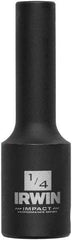 Irwin - 3/8" Drive 1/4" Deep Thin Wall Impact Socket - 6 Points, 2-1/2" OAL - Eagle Tool & Supply