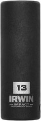 Irwin - 3/8" Drive 13mm Deep Thin Wall Impact Socket - 6 Points, 2-1/2" OAL - Eagle Tool & Supply