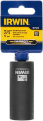 Irwin - 3/8" Drive 3/4" Deep Thin Wall Impact Socket - 6 Points, 2-1/2" OAL - Eagle Tool & Supply