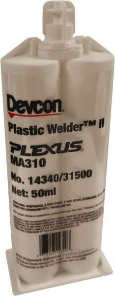 Plexus - 50 mL Cartridge Two Part Acrylic Adhesive - 15 to 18 min Working Time, 60°F to 95°F, 4,500 psi Shear Strength - Eagle Tool & Supply