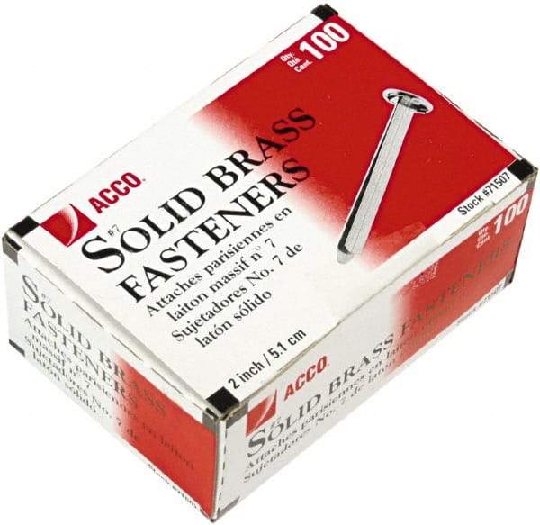 ACCO - 100 Piece Paper File Fasteners - 2" Long - Eagle Tool & Supply