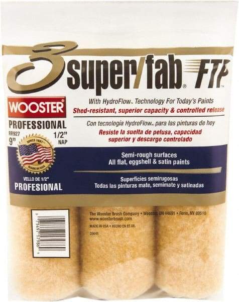 Wooster Brush - 1/2" Nap, 9" Wide Paint Roller - Semi-Rough Texture, Knitted - Eagle Tool & Supply