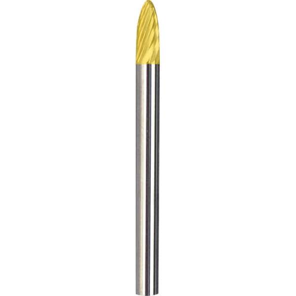 Made in USA - 6mm Cut Diam, 0.2362" Shank Diam, Tree with Radius Head Single Cut Burr - Carbide, 16mm LOC, 50mm OAL - Eagle Tool & Supply