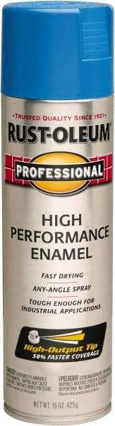 Rust-Oleum - Safety Blue, Gloss, Rust Proof Enamel Spray Paint - 14 Sq Ft per Can, 15 oz Container, Use on Multipurpose - Eagle Tool & Supply