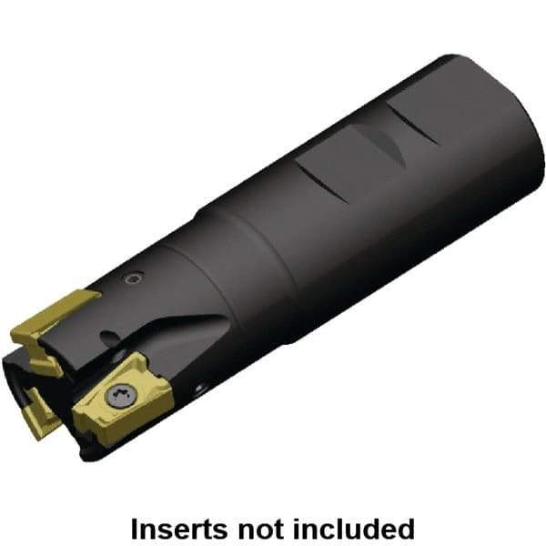 Kennametal - 32mm Cut Diam, 15.5mm Max Depth of Cut, 32mm Shank Diam, 111mm OAL, Indexable Square Shoulder End Mill - LNGU15T608SRGE Inserts, Weldon Shank, 0° Lead Angle, Series MILL 4-15 - Eagle Tool & Supply