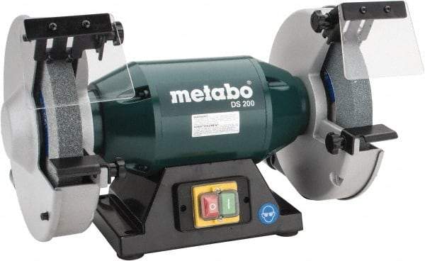 Metabo - 8" Wheel Diam x 1" Wheel Width, 1-1/4 hp Bench Grinder - 1-1/4" Arbor Hole Diam, 1 Phase, 3,570 Max RPM, 120 Volts - Eagle Tool & Supply