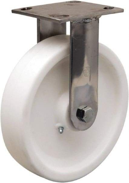 Hamilton - 8" Diam x 2" Wide x 9-1/2" OAH Top Plate Mount Rigid Caster - Polyolefin, 800 Lb Capacity, Delrin Bearing, 4 x 4-1/2" Plate - Eagle Tool & Supply