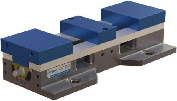Jergens - 6" Jaw Width, 17-1/2" Max Jaw Opening, Manual Self Centering Vise - 10,100 Max Operating psi, 3-3/4" Stroke Length, 21" OAL x 8" OAW x 4" OAH - Eagle Tool & Supply