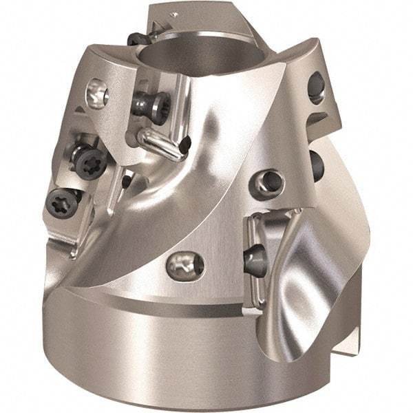 Seco - 51.5mm Cut Diam, 22mm Arbor Hole, 31mm Max Depth of Cut, 75° Indexable Chamfer & Angle Face Mill - 9 Inserts, XO.. 1204 Insert, Right Hand Cut, 9 Flutes, Through Coolant, Series R220.49 - Eagle Tool & Supply