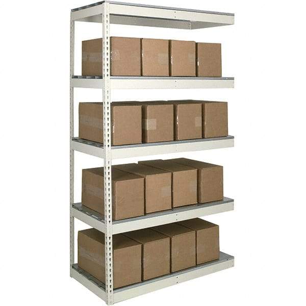 Hallowell - 5 Shelf Add-On Open Steel Shelving - 500 Lb Capacity, 72" Wide x 120" High x 30" Deep, Tan - Eagle Tool & Supply
