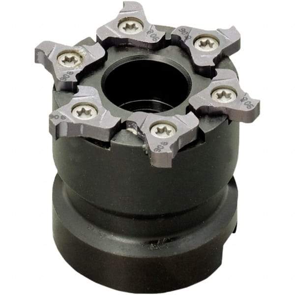 Iscar - Arbor Hole Connection, 0.157" Cutting Width, 0.189" Depth of Cut, 2-1/2" Cutter Diam, 3/4" Hole Diam, 8 Tooth Indexable Slotting Cutter - TRIB-SM Toolholder, TRI Insert, Right Hand Cutting Direction - Eagle Tool & Supply