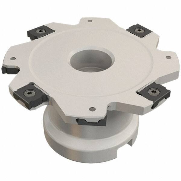Iscar - Shell Mount B Connection, 0.118" Cutting Width, 26mm Depth of Cut, 100mm Cutter Diam, 27mm Hole Diam, 12 Tooth Indexable Slotting Cutter - FDN-LN08 Toolholder, LNET Insert, Right Hand Cutting Direction - Eagle Tool & Supply