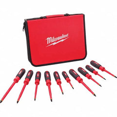Milwaukee Tool - Screwdriver Sets Screwdriver Types Included: Insulated Slotted; Phillips; Square Number of Pieces: 10 - Eagle Tool & Supply