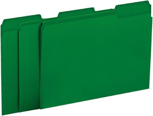 UNIVERSAL - 8-1/2 x 11", Letter Size, Green, File Folders with Top Tab - 11 Point Stock, 1/3 Tab Cut Location - Eagle Tool & Supply