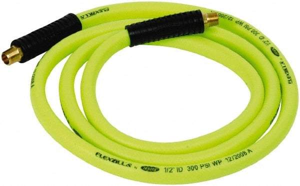 Legacy - 1/2" ID x 0.74" OD 8' Long Lead-In Whip Hose - MNPT x MNPT Ends, 300 Working psi, 140°, 3/8" Fitting, Green - Eagle Tool & Supply