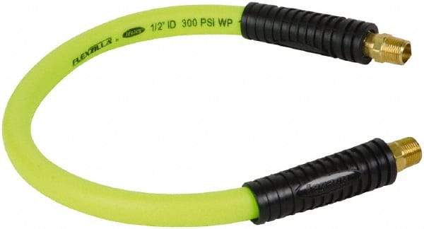 Legacy - 1/2" ID x 0.74" OD 2' Long Lead-In Whip Hose - MNPT Fixed x MNPT Swivel End, 300 Working psi, 140°, 3/8" Fitting, Green - Eagle Tool & Supply