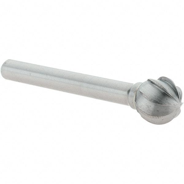 Value Collection - 1/2" Cut Diam, 1/4" Shank Diam, Ball Head Burr - Carbide, 7/16" LOC, 2-7/16" OAL - Eagle Tool & Supply