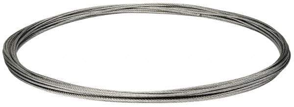 Value Collection - 3/16" Diam, Galvanized Steel Wire Rope - 4,200 Lb Breaking Strength, 7 x 19 Strand Core - Eagle Tool & Supply