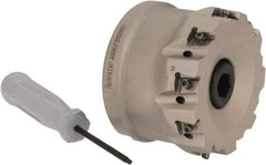 Iscar - 9 Inserts, 2-1/2" Cut Diam, 1" Arbor Diam, 0.315" Max Depth of Cut, Indexable Square-Shoulder Face Mill - 0/90° Lead Angle, 1-3/4" High, T490 LN.T 0804 Insert Compatibility, Through Coolant, Series Helitang - Eagle Tool & Supply