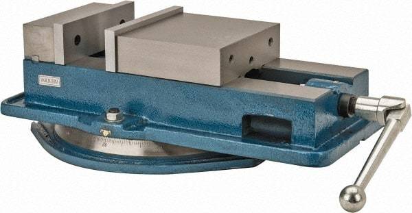 Interstate - 8" Jaw Width, 8-1/4" Jaw Opening Capacity, Horizontal Swivel Machine Vise - Manual Operation, 1 Station, 21-3/4" Long x 5-5/16" High x 2" Deep, 2" Jaw Height - Eagle Tool & Supply