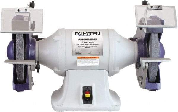 Palmgren - 10" Wheel Diam x 1" Wheel Width, 1-1/2 hp Grinder - 1" Arbor Hole Diam, 1 Phase, 1,725 Max RPM, 115/230 Volts - Eagle Tool & Supply
